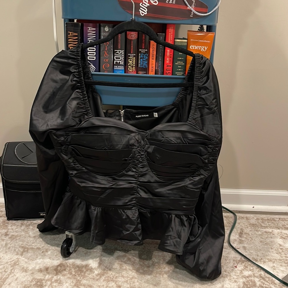 Pure Sugar Black Satin Bustier Top